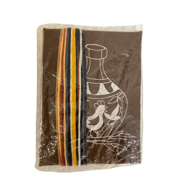 Vintage Jiffy Stitchery #290 Indian Vase Bird Kit Sunset Designs Open Complete - Picture 2 of 3